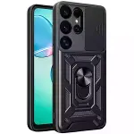 Samsung Galaxy S25 Ultra Kılıf Pars Lens Yüzüklü Silikon - Siyah-1