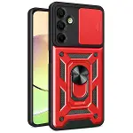 Samsung Galaxy A36 Kılıf Pars Lens Yüzüklü Silikon - Kırmızı-1