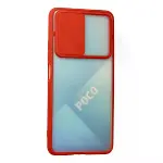 Xiaomi Poco F3 Kılıf Palm Buzlu Kamera Sürgülü Silikon - Kırmızı-3