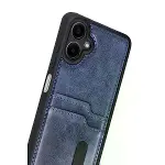 Samsung Galaxy A07 4g Sara Kartvizitli Deri Kılıf - Lacivert-3