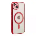 İphone 14 Plus Kılıf Magneticsafe Lazer Silikon - Kırmızı-1