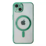 İphone 14 Plus Kılıf Magneticsafe Lazer Silikon - Haki Yeşil-2