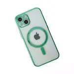 İphone 14 Plus Kılıf Magneticsafe Lazer Silikon - Haki Yeşil-3