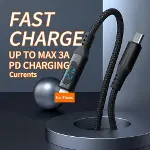 PD60W Hızlı Şarj Kablosu, Led Ekranlı, 480Mbps Type-C to Type-C Kablo, USB C - USB C Erkek - Erkek K-3