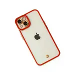 İphone 14 Plus Kılıf Liva Lens Silikon - Kırmızı-3