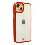 İphone 14 Plus Kılıf Liva Lens Silikon - Kırmızı-1