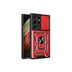 Samsung Galaxy S23 Ultra Kılıf Pars Lens Yüzüklü Silikon - Kırmızı-1