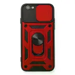 İphone 6 Kılıf Pars Lens Yüzüklü Silikon - Kırmızı-1