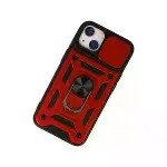İphone 14 Kılıf Pars Lens Yüzüklü Silikon - Kırmızı-3