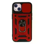 İphone 14 Kılıf Pars Lens Yüzüklü Silikon - Kırmızı-1