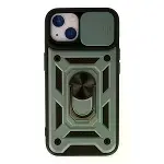 İphone 14 Kılıf Pars Lens Yüzüklü Silikon - Yeşil-1