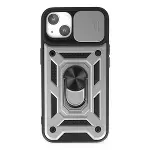 İphone 14 Kılıf Pars Lens Yüzüklü Silikon - Gümüş-1