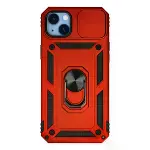 İphone 14 Plus Kılıf Pars Lens Yüzüklü Silikon - Kırmızı-1