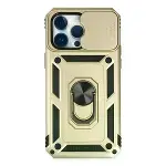 İphone 14 Pro Max Kılıf Pars Lens Yüzüklü Silikon - Gold-1