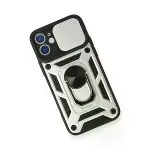 İphone 12 Mini Kılıf Pars Lens Yüzüklü Silikon - Gümüş-3