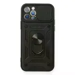 İphone 12 Pro Kılıf Pars Lens Yüzüklü Silikon - Siyah-1