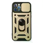 İphone 12 Pro Kılıf Pars Lens Yüzüklü Silikon - Gold-1
