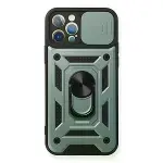 İphone 12 Pro Kılıf Pars Lens Yüzüklü Silikon - Yeşil-1