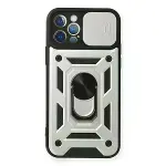 İphone 12 Pro Kılıf Pars Lens Yüzüklü Silikon - Gümüş-1