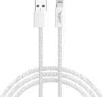 Buff, BL74 Örgülü 3A .2M Data ve Şarj Kablosu, Bükülmeye Dayanıklı, Hızlı Şarj, USB Lightning, Beyaz-1