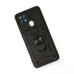 Oppo A15 Kılıf Pars Lens Yüzüklü Silikon - Siyah-3