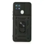 Oppo A15 Kılıf Pars Lens Yüzüklü Silikon - Siyah-1