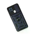 Oppo A15 Kılıf Pars Lens Yüzüklü Silikon - Lacivert-3
