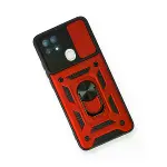 Oppo A15 Kılıf Pars Lens Yüzüklü Silikon - Kırmızı-3