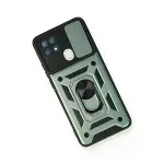 Oppo A15 Kılıf Pars Lens Yüzüklü Silikon - Yeşil-3