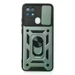 Oppo A15 Kılıf Pars Lens Yüzüklü Silikon - Yeşil-1