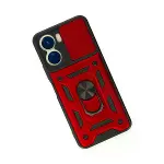Vivo Y16 Kılıf Pars Lens Yüzüklü Silikon - Kırmızı-3