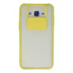 Samsung Galaxy J7 Kılıf Palm Buzlu Kamera Sürgülü Silikon - Sarı-1