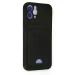 İphone 12 Kılıf Kelvin Kartvizitli Silikon - Siyah-2