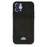 İphone 12 Kılıf Kelvin Kartvizitli Silikon - Siyah-1