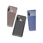 Samsung Galaxy A21 Kılıf Auto Focus Karbon Kapak - Kahverengi-3