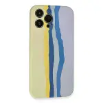 İphone 13 Pro Kılıf Ebruli Lansman Silikon - Sarı-lila-3