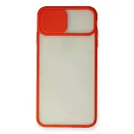 İphone X Kılıf Palm Buzlu Kamera Sürgülü Silikon - Kırmızı-2