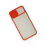 İphone X Kılıf Palm Buzlu Kamera Sürgülü Silikon - Kırmızı-3