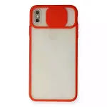İphone X Kılıf Palm Buzlu Kamera Sürgülü Silikon - Kırmızı-1