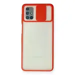 Samsung Galaxy M51 Kılıf Palm Buzlu Kamera Sürgülü Silikon - Kırmızı-1