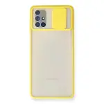 Samsung Galaxy M51 Kılıf Palm Buzlu Kamera Sürgülü Silikon - Sarı-1