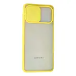 Samsung Galaxy A12 Kılıf Palm Buzlu Kamera Sürgülü Silikon - Sarı-3