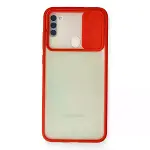 Samsung Galaxy A11 Kılıf Palm Buzlu Kamera Sürgülü Silikon - Kırmızı-1