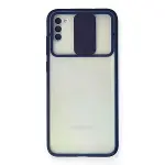 Samsung Galaxy A11 Kılıf Palm Buzlu Kamera Sürgülü Silikon - Lacivert-1
