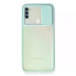 Samsung Galaxy A11 Kılıf Palm Buzlu Kamera Sürgülü Silikon - Turkuaz-1