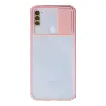 Samsung Galaxy A11 Kılıf Palm Buzlu Kamera Sürgülü Silikon - Pembe-1