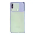 Samsung Galaxy A11 Kılıf Palm Buzlu Kamera Sürgülü Silikon - Lila-1