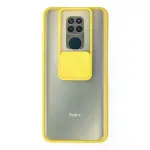 Xiaomi Redmi Note 9 Kılıf Palm Buzlu Kamera Sürgülü Silikon - Sarı-1