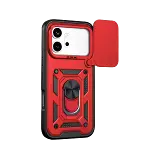 Huawei Honor 600 Pars Lens Yüzüklü Silikon - Kırmızı-3