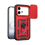 Huawei Honor 600 Pars Lens Yüzüklü Silikon - Kırmızı-1